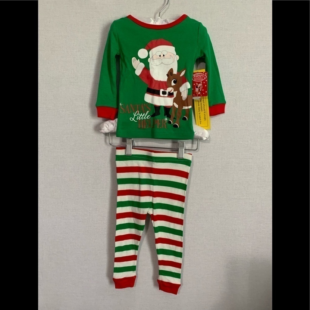 Rudolph the Red Nosed Reindeer12M Santa Pajama Set "Santa's Little Helper" NEW N